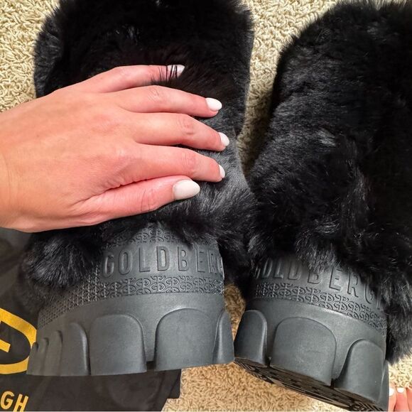 Goldbergh Fun Fur Snow Boots NWT US 9 Black Waterproof Apres Ski Moon Boots - Picture 10 of 10